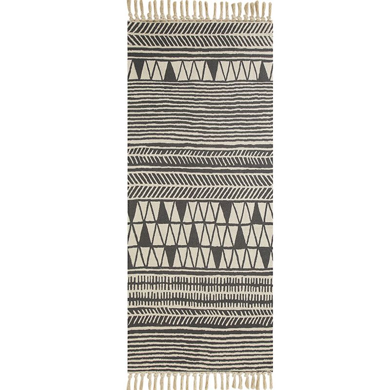 Multi Color Funky Rug Cotton Geometric Shapes Rug Pet Friendly Machine Washable Carpet for Bedroom