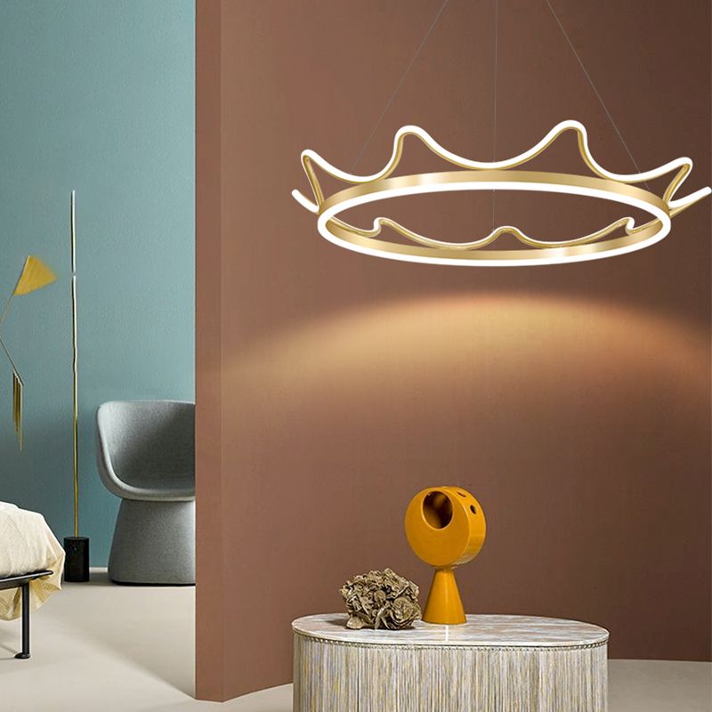 Crown Chandelier Light Fixtures Modern 2-Light Suspension Pendant Lamps with White Acrylic Shade