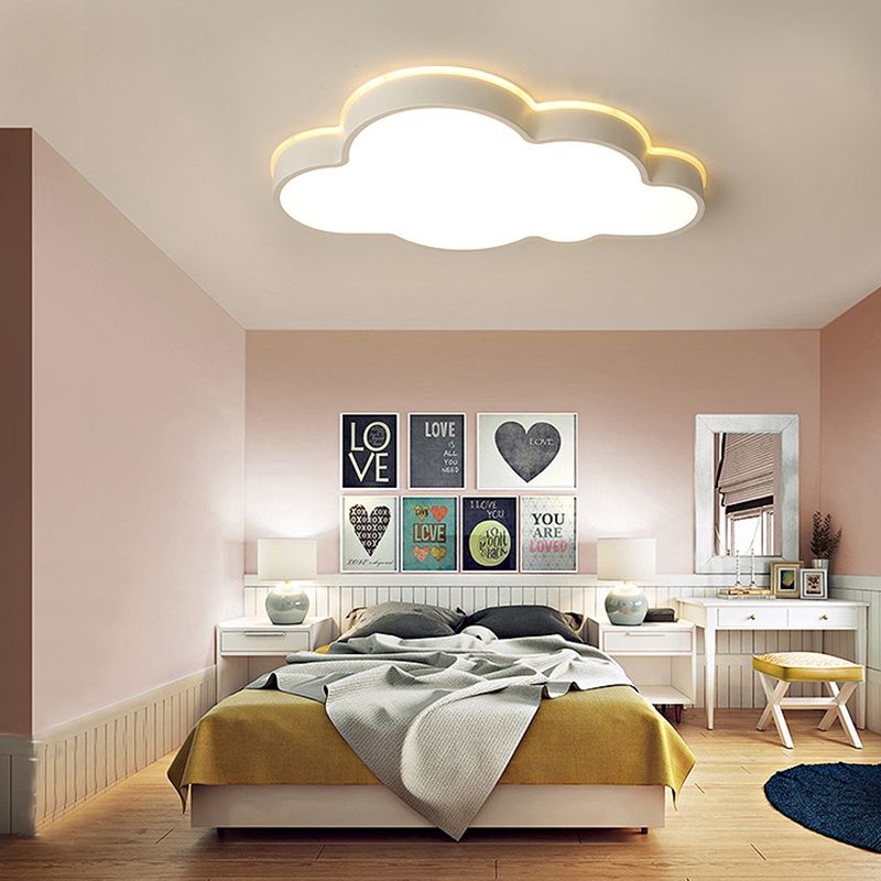 Cloud Slim Pannello Flush Monte Light Simple Simple Stylish Acrylic LED Massimale Light in White for Adult Baby Room