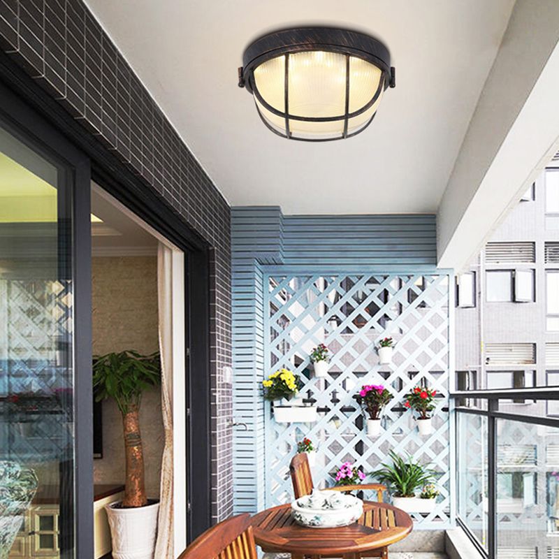 Retro Geometric Flush Mount Lamp Metallic LED Ceiling Light for Outdoor