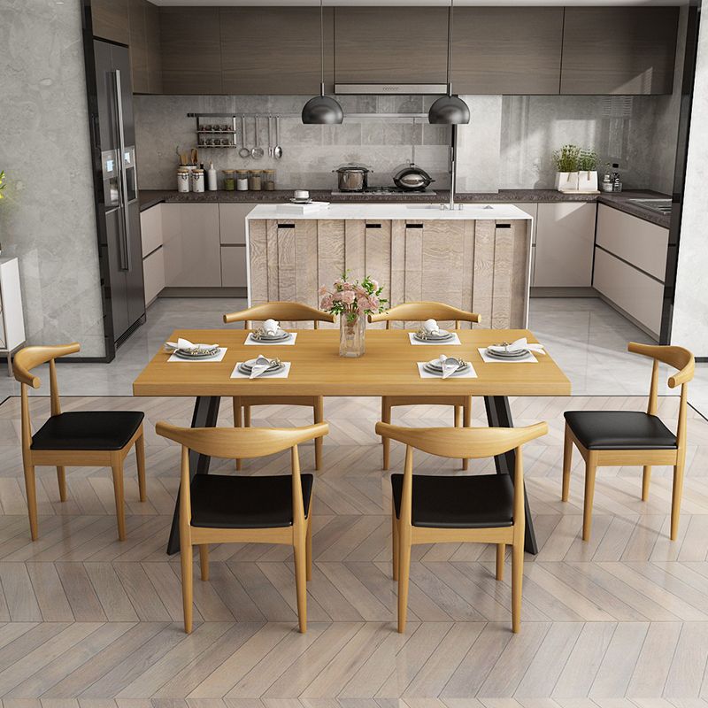 Industrial LightWood Dinette Set 1/2/7 Pcs Solid Wood Furniture for Home