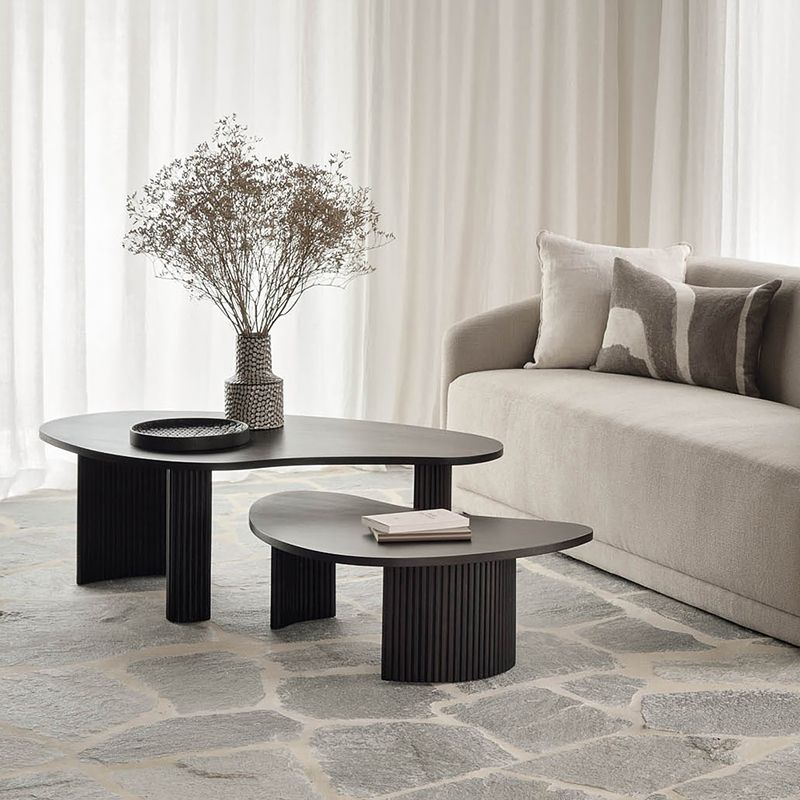 Solid Wood Coffee Table Black 3 Legs Coffee Table for Living Room