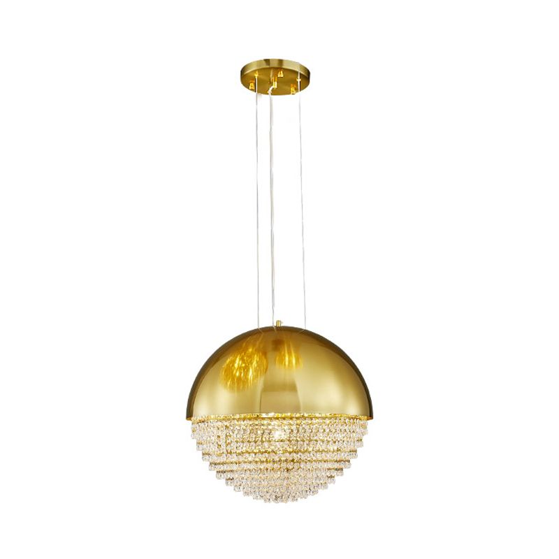 Luz de colgante LED de domo dorado iluminación de suspensión de cristal biselado moderno para comedor