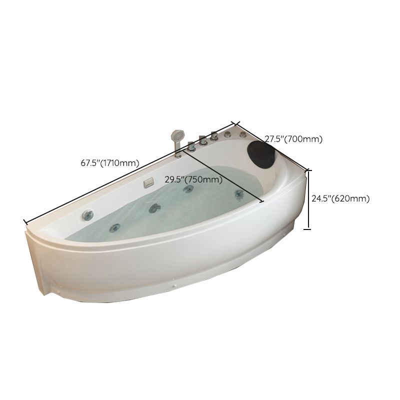 Modern Acrylic Corner Bathtub Soaking/Whirlpool Back to Wall Bathtub
