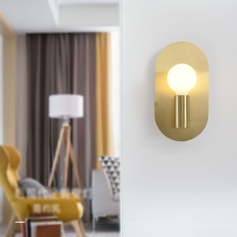 1-Light Brass Sconces Wall Lights Modern Style Oval Wall Mounted Light Fixture