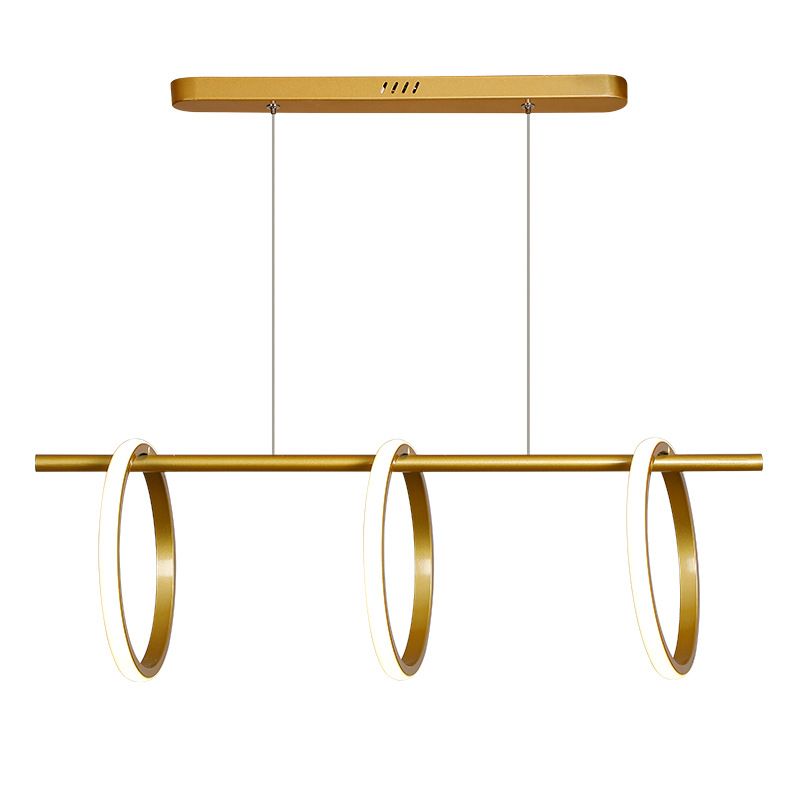 Modern Minimalism Linear Island Pendant Lighting LED Metal Ring Island Ceiling Light for Living Room