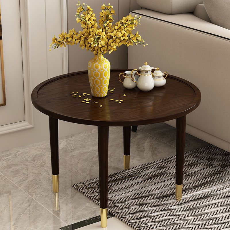 Modern Round Wooden Tray Top Coffee Table 4 Legs Cocktail Table