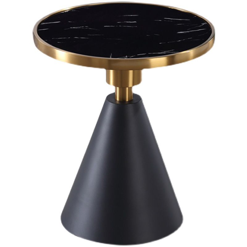 Glam Round Modern Block Side Table Sintered Stone Pedestal End Table