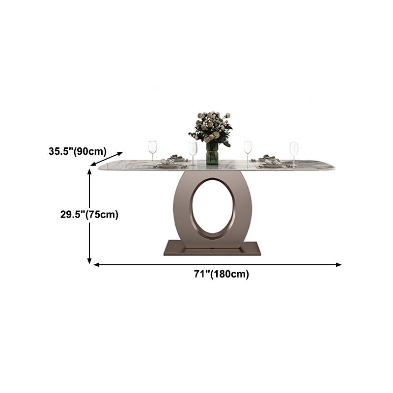 Luxury Sintered Stone Top Table Rectangle Indoor Table with Gold Metal Pedestal