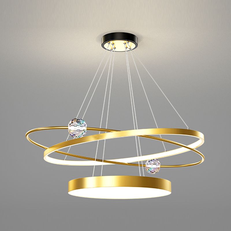 Nordic Circle Chandelier Metal Layed LED Chandelier Pender For Restaurant