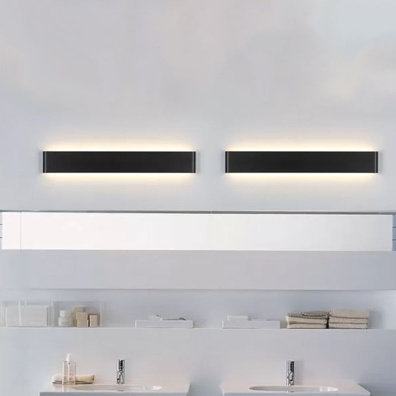Great Room LED Wall Lamp Modernism Black/White Sconce Light Fixture with Rectangular Metal Shade