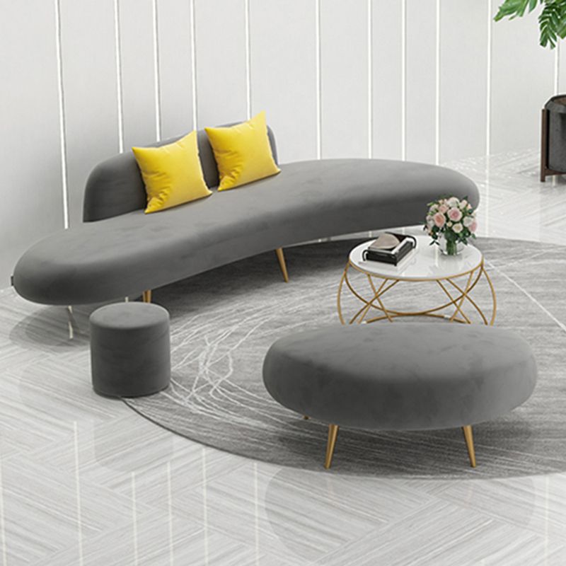 Contemporary Armless Curved Sofa with Tight Back for Living Room