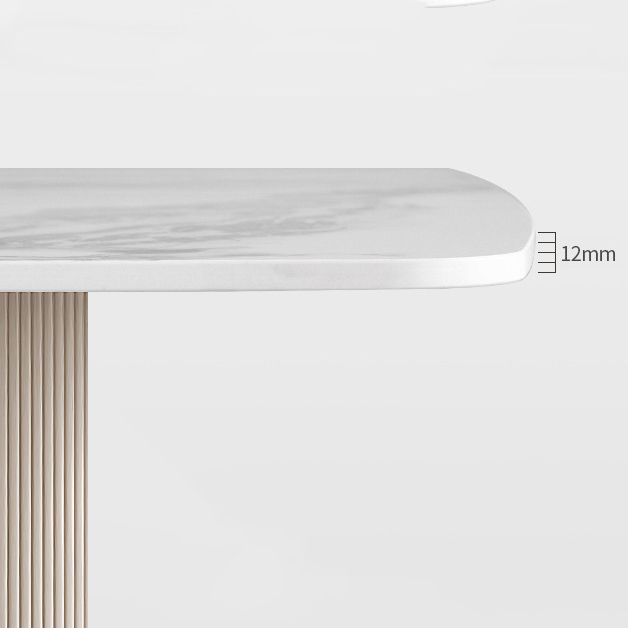 Glam Oval Standard Dining Table White Sintered Stone Dining Table for Kitchen