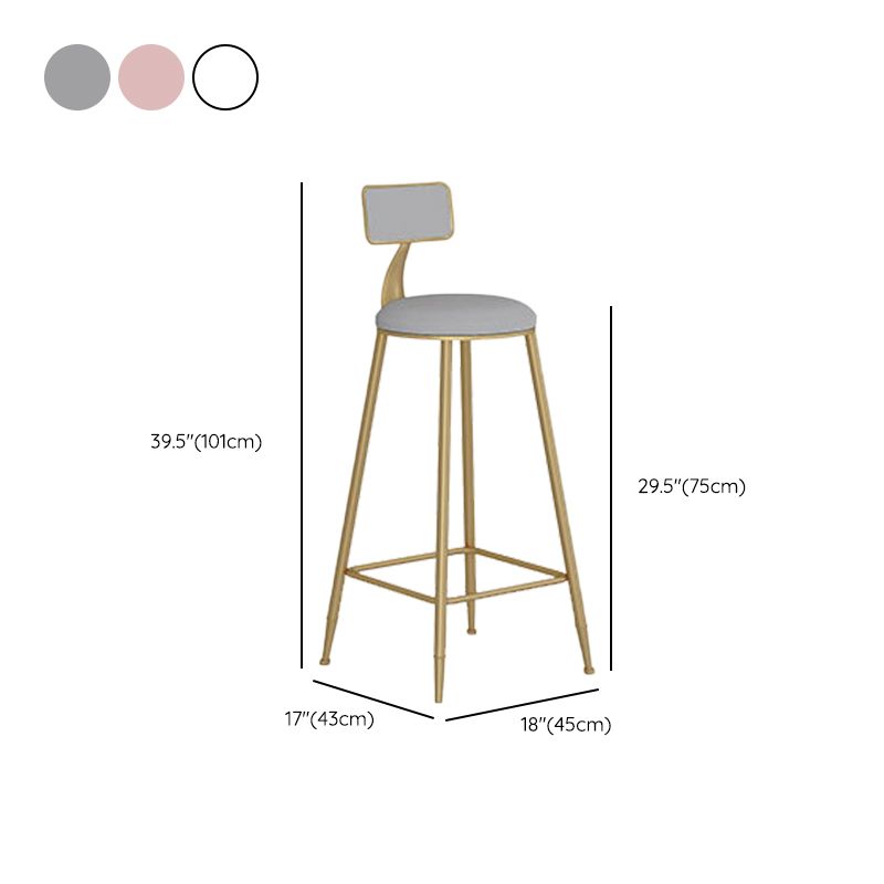 Industrial Metal Bar Stools Armless Backrest Barstool with Cushion