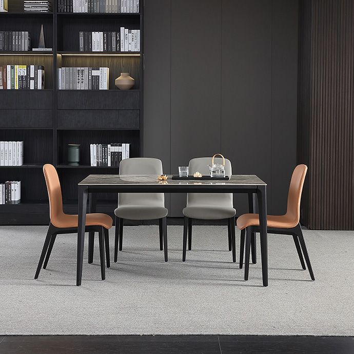 Rechthoek 4 poten industriële tafel grijze tonus vaste tafel van gesinterde steen