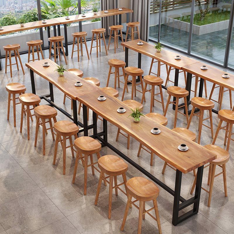 Modern 1/9 Pieces Bar Table Set Rectangle Wood Counter Table with Stools for Balcony
