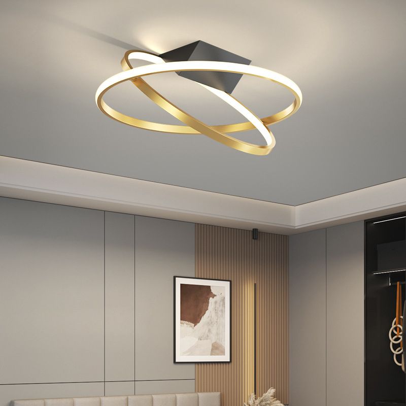 Modern Simple Ceiling Light Geometry LED Ceiling Lamp with Silica Gel Shade for Bedroom