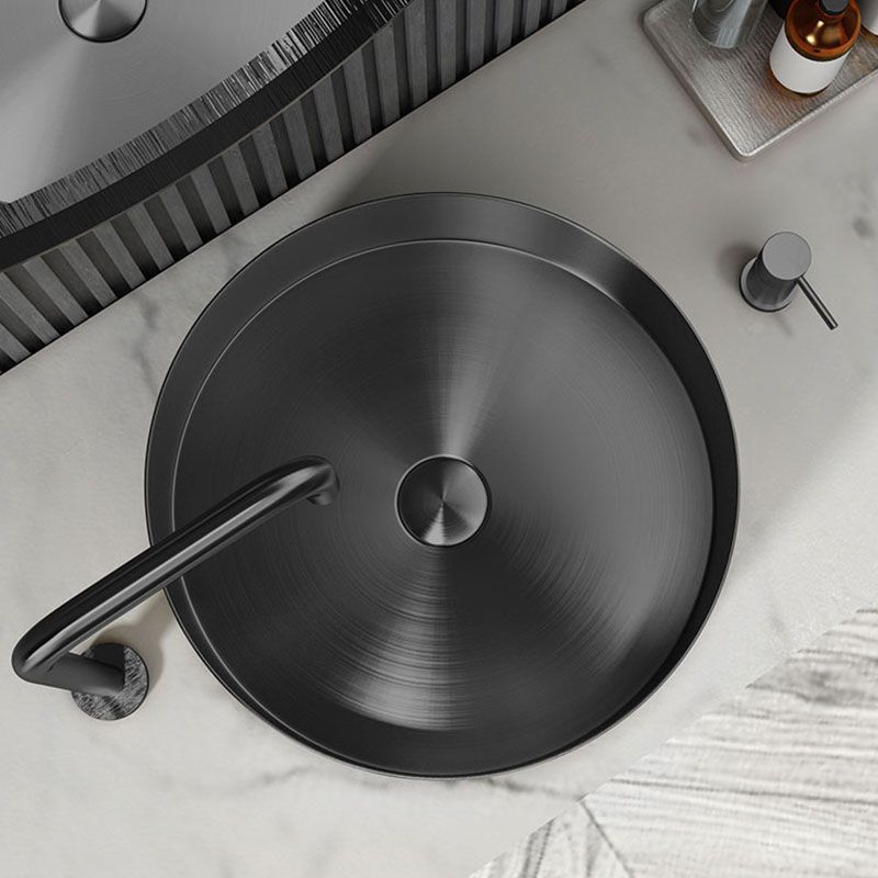 Metal Trough Sink Solid Color Bathroom Sink with Pop-Up Drain