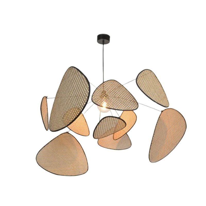 Chinese Handmade Suspension Lighting Rattan 1 Head Living Room Pendant Ceiling Light in Wood
