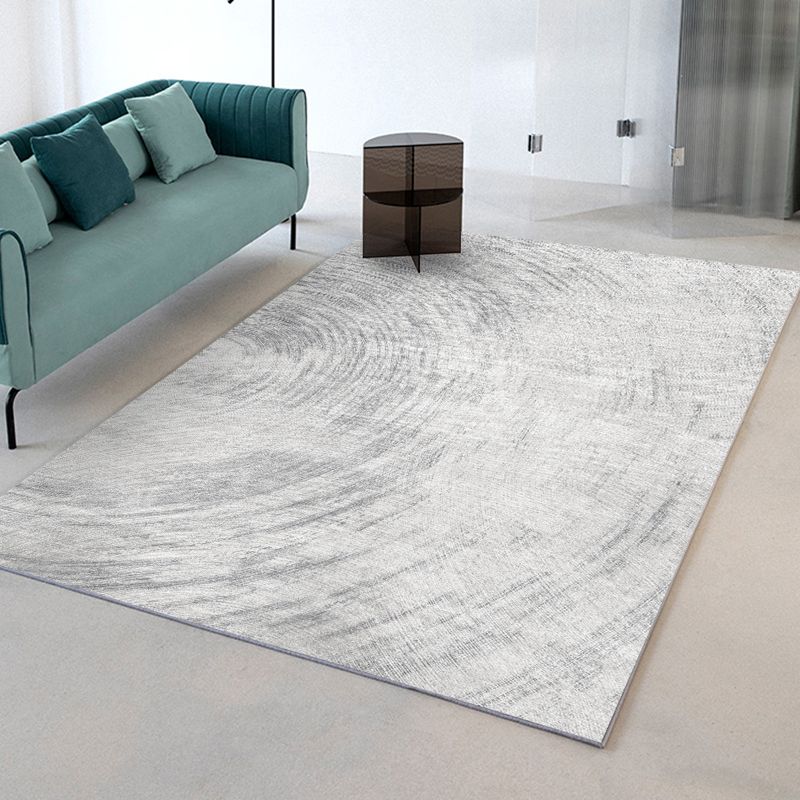 Grey Tone Geometric Lines Rug Polyester Relaxing Anti-Slip Backing Indoor Rug for Living Room