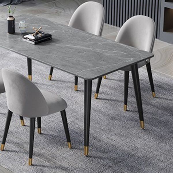 Mesa de comedor de piedra rectangular glamorosa mesa de acabado mate con 4 patas