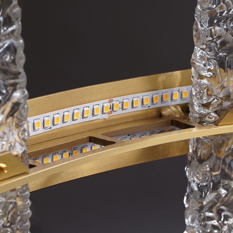 Light Luxury Style LED Pendant Chandelier Circular Glass Chandelier Lamp for Living Room