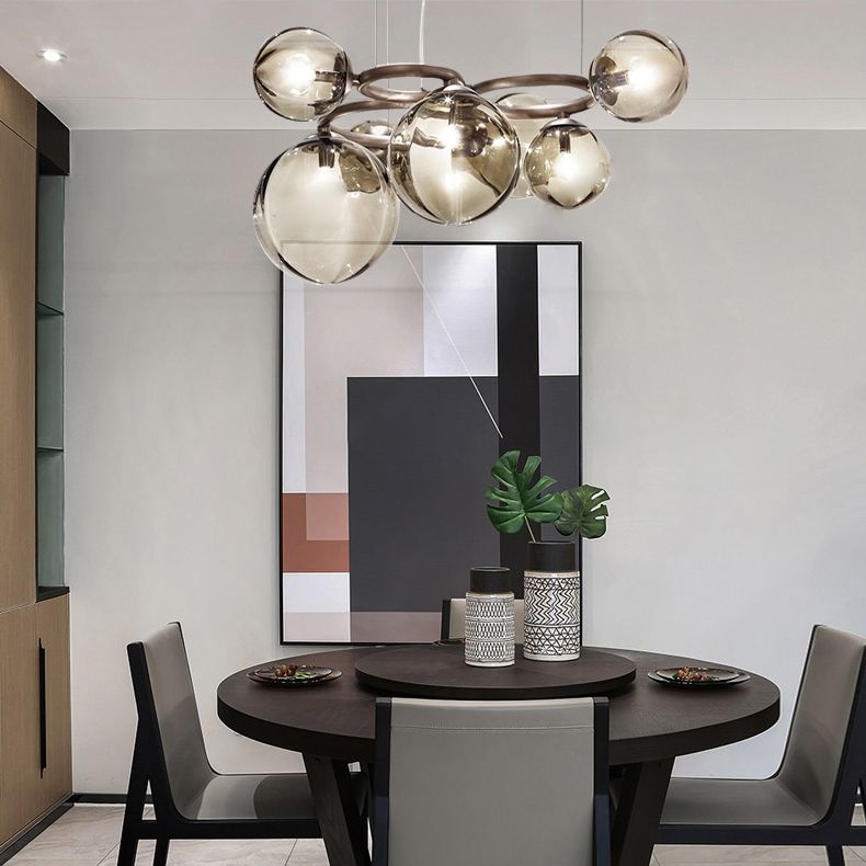Kugelförmiger Kronleuchter 2 Farbe Optionaler minimalistischer Kronleuchter für Esszimmer Schlafzimmer