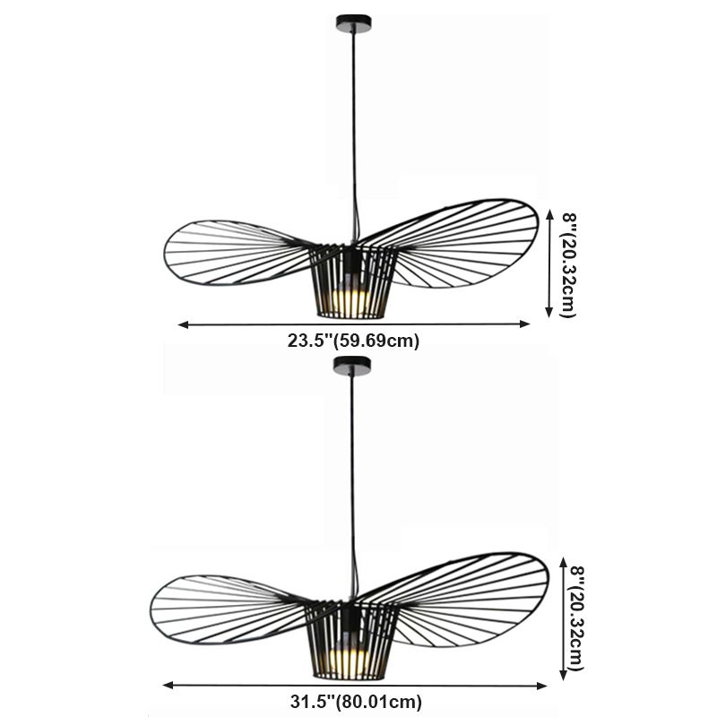 Pendants contemporains, luminaire suspendu de paille en métal moderne 1-Light