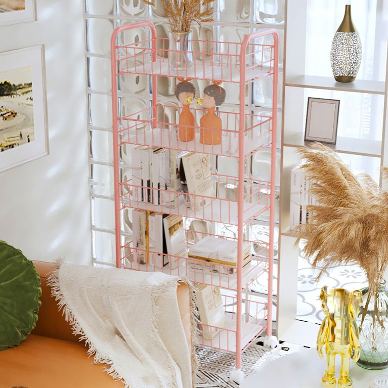 Modern Etagere Metal Bookcase Open Back Bookshelf for Balcony and Living Room