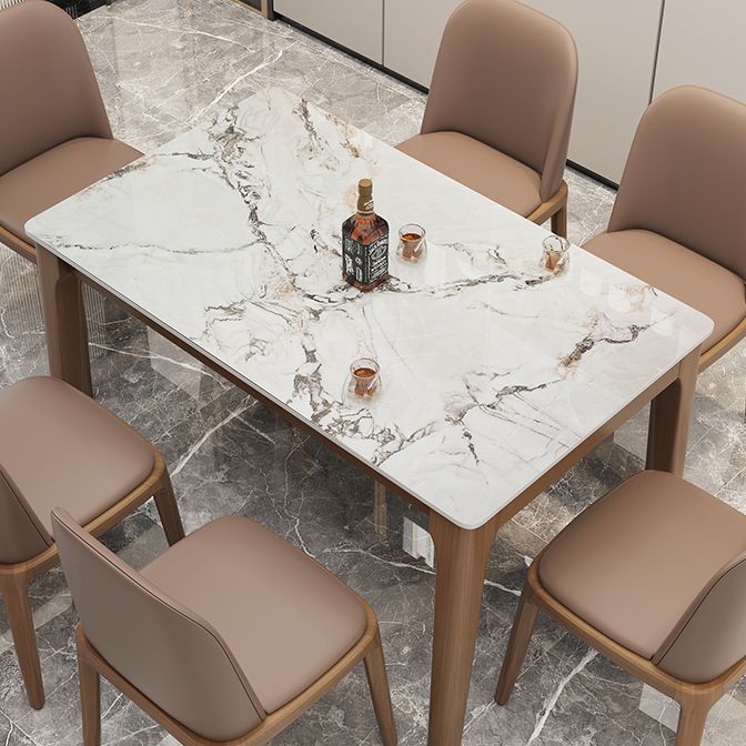 Rectangle Dining Site Table Midcentury Style Stone Dinner Room Kitchen Table