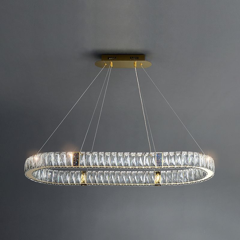 Contemporary Style Oval Shape Island Light Crystal 1 Light Island Lighting in Gold