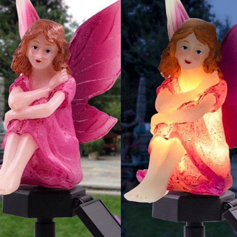 1 Pc Flower Fairy LED Lawn Light Decorative Resin Garden Solar Landscape Lighting