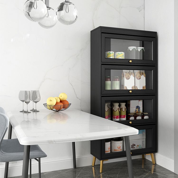 Modern Style Bookcase Standard Closed Back Wooden Bookshelf with Doors