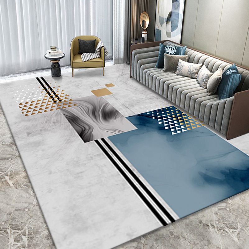Tapis contemporain gris clair, bloc de Polyester de couleur, lavable, pour la décoration de la maison