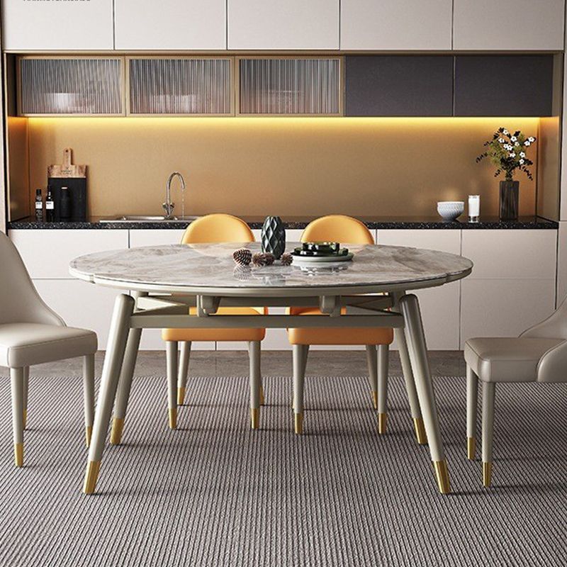 Wood Base Dining Table Contemporary Extendable Dinner Table for Home