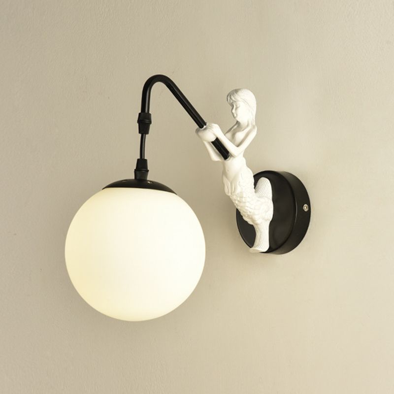 Industrial Style Globe Shape Wall Sconce Glass 1 Light Sconces for Bedroom