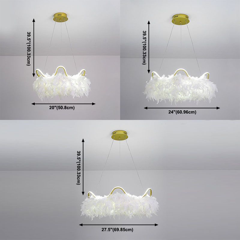 Verstellbare Kronleuchterleuchten moderner Kronleuchter -Anhängerlampe mit weißem Federschatten