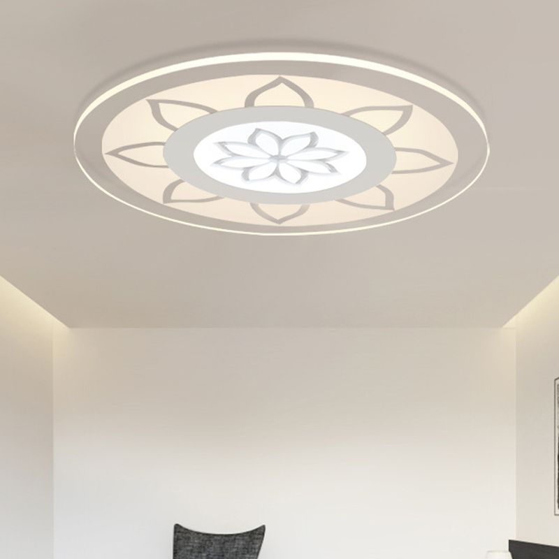 Lotus Flush Mount Lighting Modern Acrylic White 16.5"/20.5" Wide Ceiling Lamp in Warm/White/3 Color Light for Living room