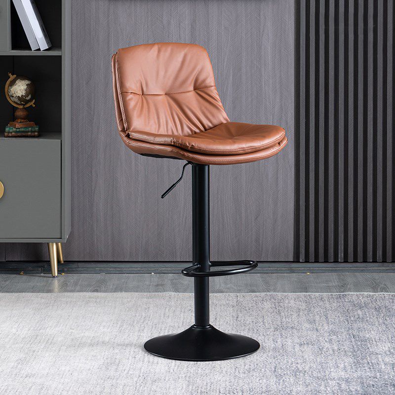 Faux Leather Swivel Bar Chair Modern Armless Upholstered Bar Stool
