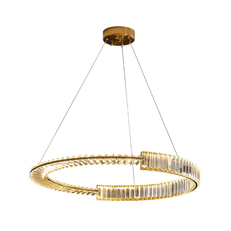 Modern Creative LED Pendant Light Electroplate Iron Linear Chandelier with Crystal Shade