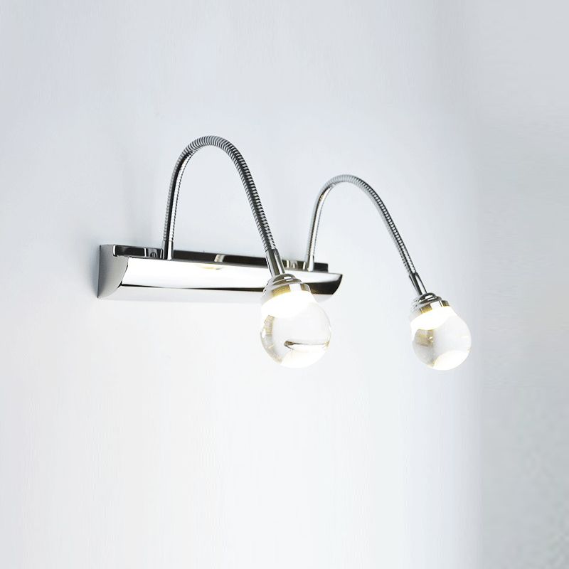 Modern Simple Makeup Mirror Light Bathroom Stainless Steel Flexible Mirror Lamp Fixture