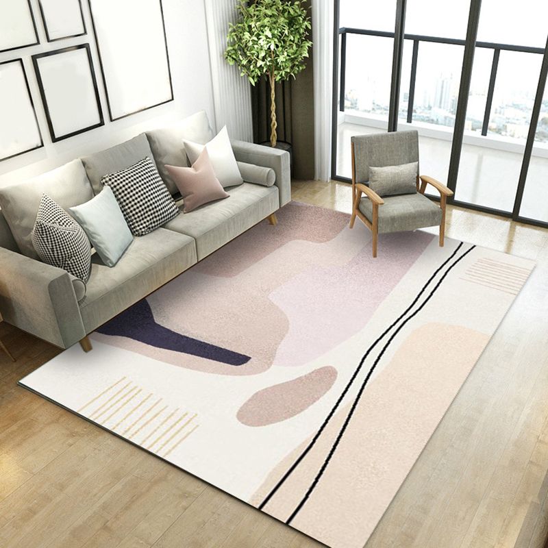 Gold Modern Rug Polyester Color Block Area Rug Stain Resistant Rug for Living Room