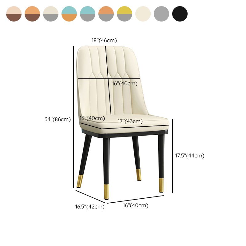 Modern Armless Backrest Cushion Chair with Metal Legs for Living Room