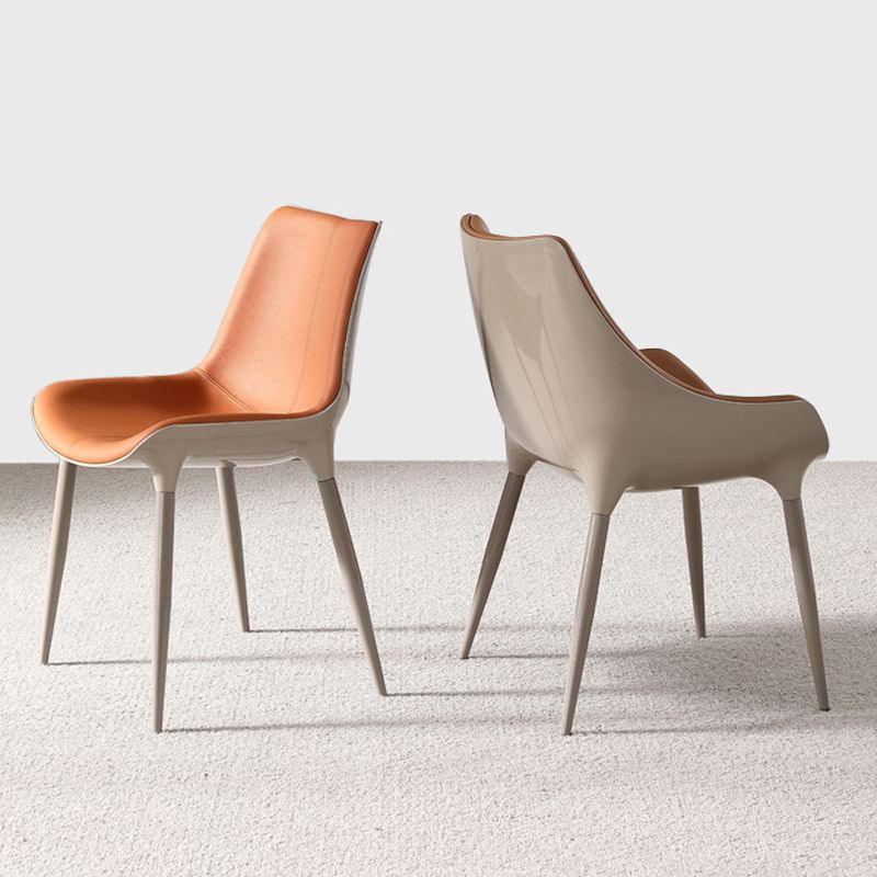 Faux Leather Kitchen Chair Metal Base Dining Chair for Living Room