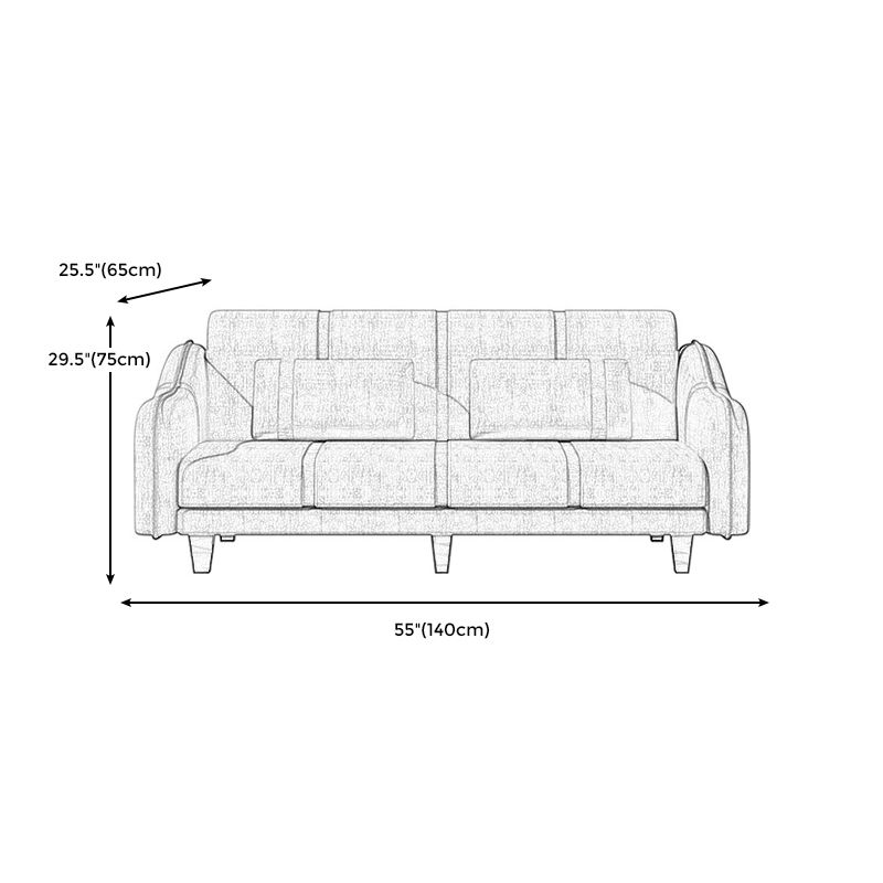 Contemporary Sleeper with 2 Pillows and Six Black Legs for Apartment