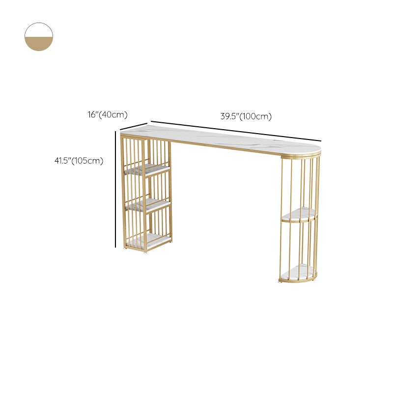 Stone Bar Table Set Glam 1/3 Pieces Fixed Counter Height Table Set for Indoor