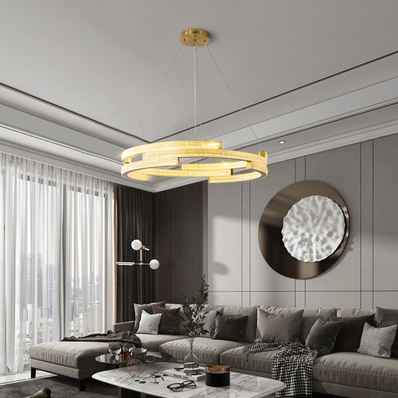 Contemporary Luxury LED Pendant Light Metal Linear Chandelier for Living Room