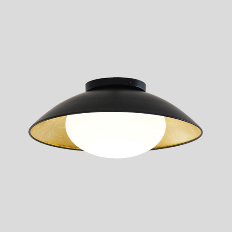 Dome Shape Glass Flush Light Modern Style 1 Light Flush Mount Ceiling Lights in Black