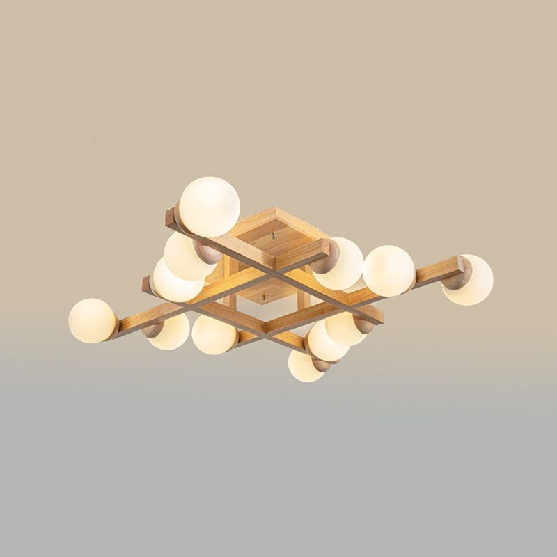 Luminaire encastré carré contemporain Plafonnier encastré en bois en marron