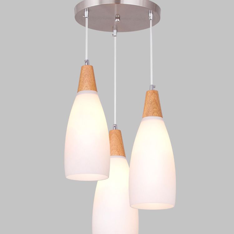 Minimalist Pendant Light Fixture White Cone Ceiling Pendant Light with Glass Shade